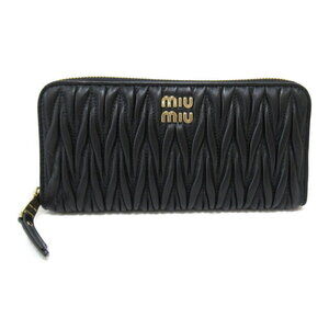 Miu Miu round long wallet Matelasse leather black